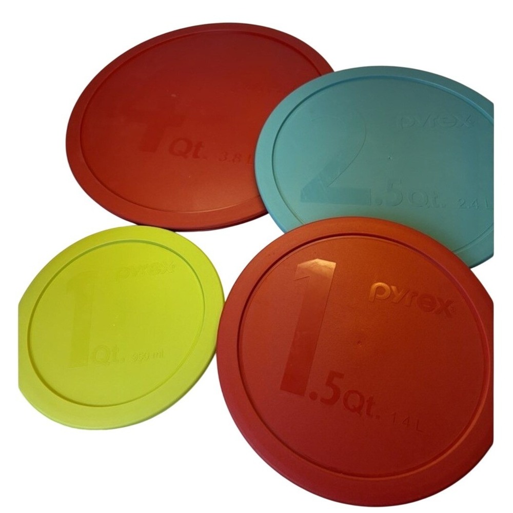 Pyrex Replacement Lids Multi Color Set 4qt 2.5qt 1.5qt 1qt Round Bowl Covers
